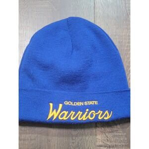 Mitchell Ness Golden State Warriors NBA Knit Beanie Hat Blue Yellow